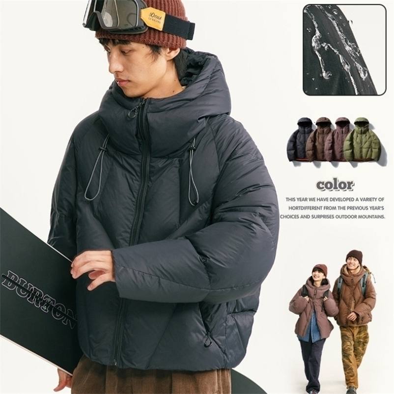 Unisex Avocado Green Puffer Jacket 90% White Duck Down Triple-Proof Warm Coat Work Style 260917