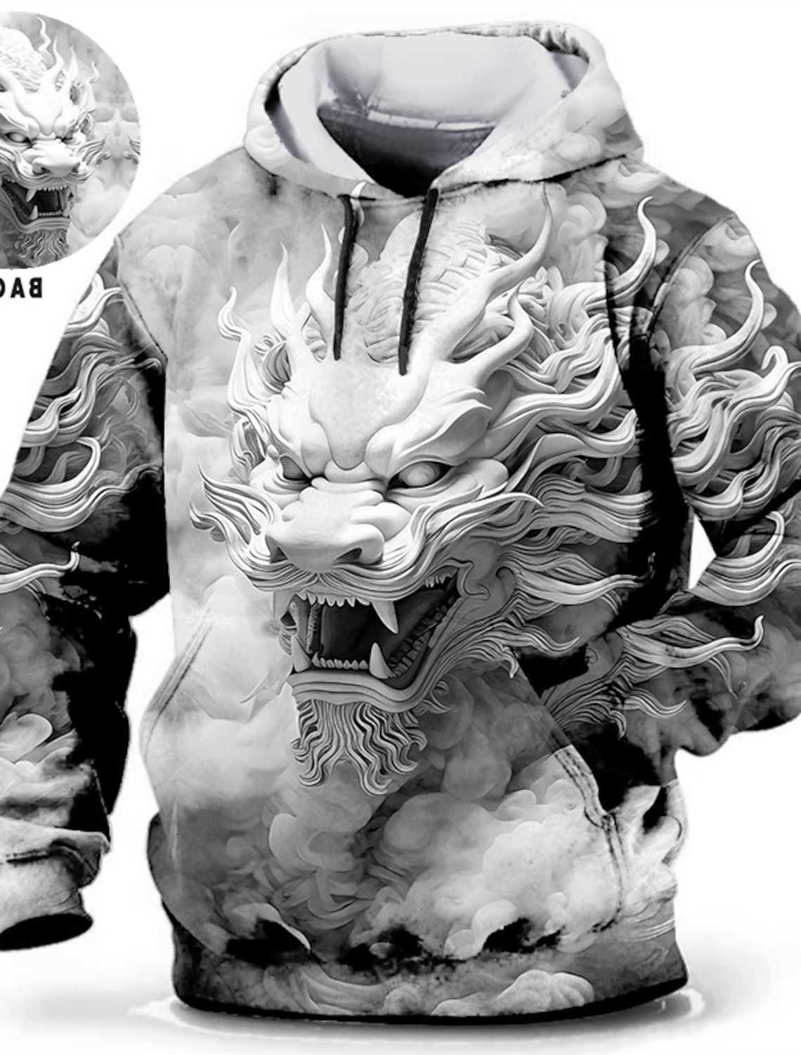 Year Christmas New hoodie Chinese Dragon Hoodie Mens Graphic Animal Prints Daily Classic Casual 3D Pullover Streetwear Hoodies Long Sleeve Hooded C2
