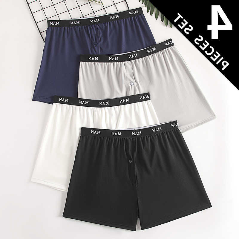 3/4 Pack Men's Seasonal Underpants Casual Loose Aro Pants Men's Comfortable and Breathable Plus Size Flat Corner Underwear Home Sleeping P
