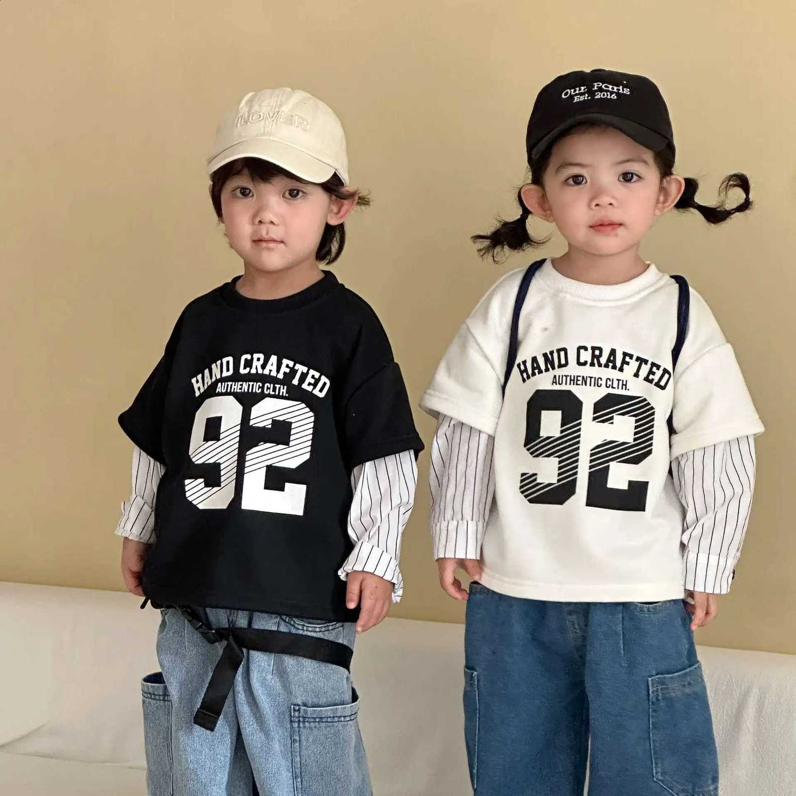Children New 2026 Long Spring Sle T Shirts Cotton Girls Letter Print Plover Tops Kids Clothes Boys Casual SweatshirtsW260917