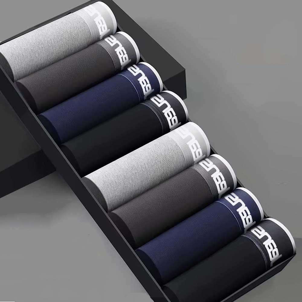 Cotton Underpants 4/8Pcs Men's Panties Breathable Men's Clothing Letter Waistband Man Underwear Solid Color Plus Size Boxers Man D260918