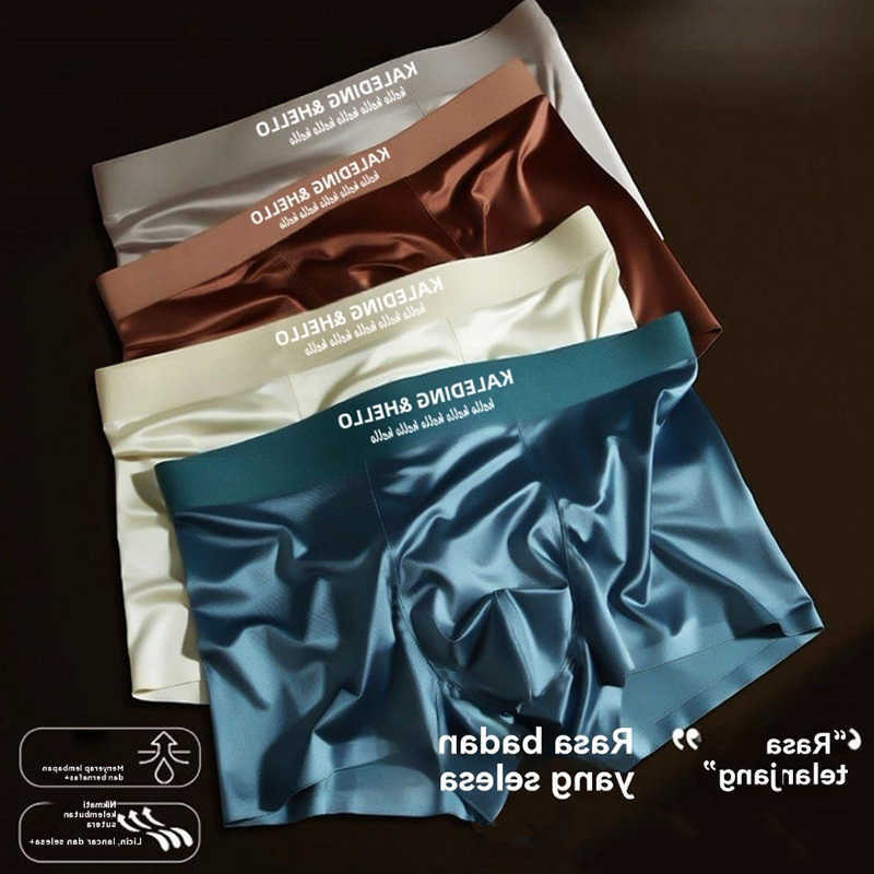 Silk Underpants 4PCS Material Ice Men's Underwear Ice Comfortable Flat Briefs Fashion Boxer Shorts Underwear Combination D260918