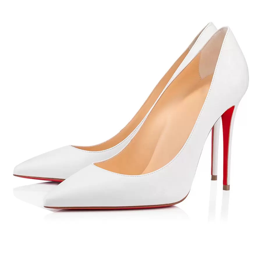 Luxury Ladies Sandals Fashion Red Bottom Apostrophy Pump Kate 100 mm Sexy Women Pumps Elegant Black White Matte Leather Pointed Toes Summer High Hee