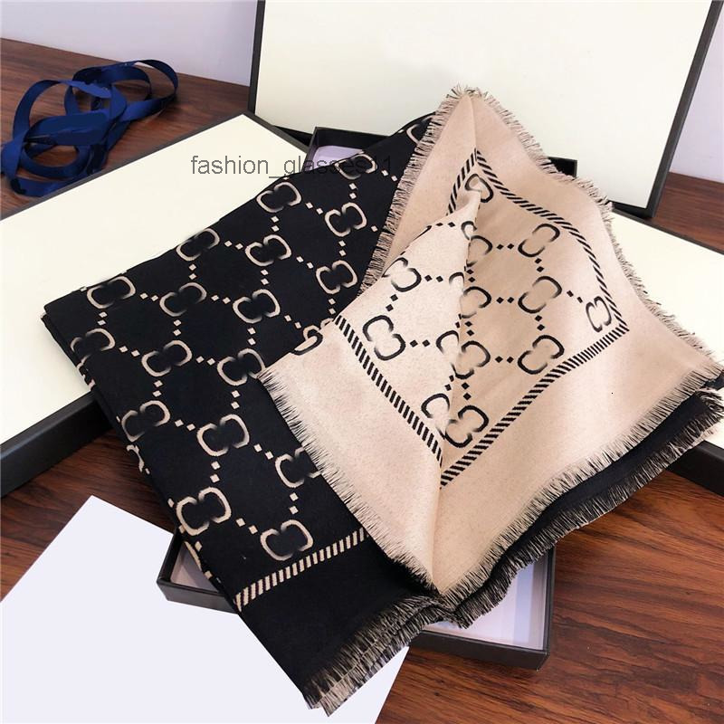 Trendy Letter Jacquard Long Scarf Double Side Color Scarves Designer Women Cashmere Wrap Large Size
