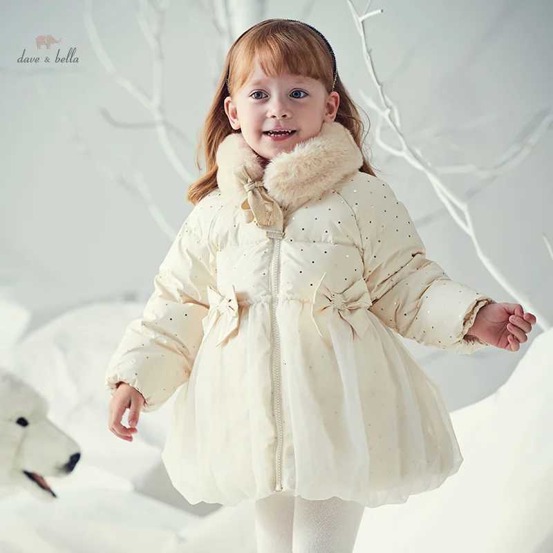 Dave Bella Children Girls Down Jacket Winter New Fashion Casual Padding Coat Noble Sweet Outerwear Party Outdoor DB4238146Q260917