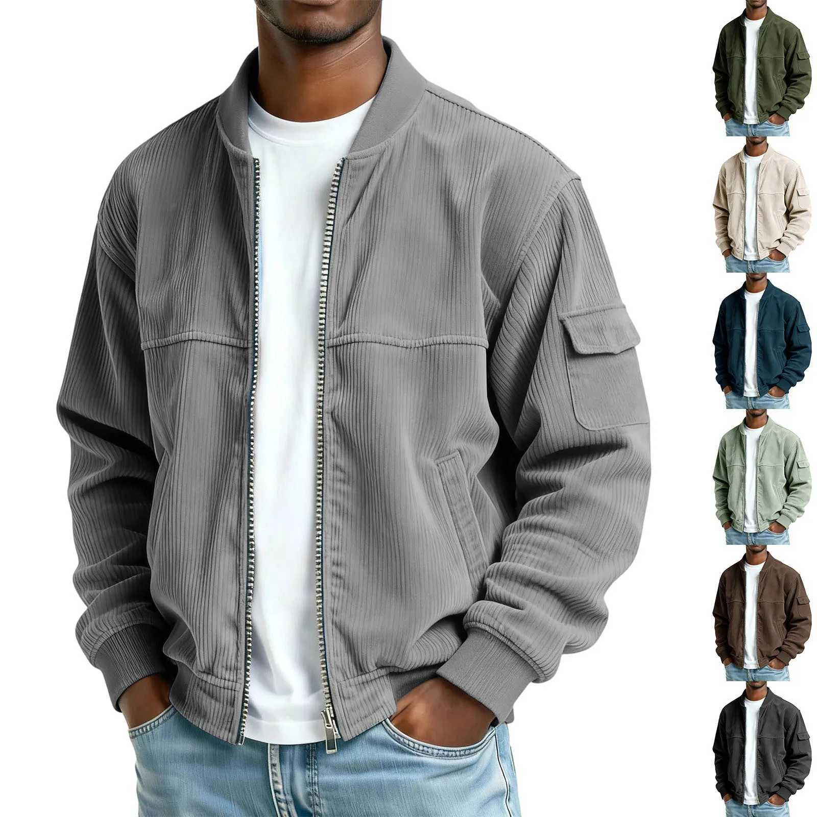 Corduroy Men's Baseball Jacket 2025 Spring Autumn New Casual High Strt Workwear Vintage Style Zipper Closure Long Slve S2609187B61