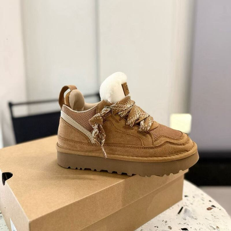 Uggsman Tasman Boots Designer Womens Outdoor Lace Up Merlow Low Top EVA Sole Leather Wool Warm Casual Snow Boots For Winter Casual Walking Ankle Boo