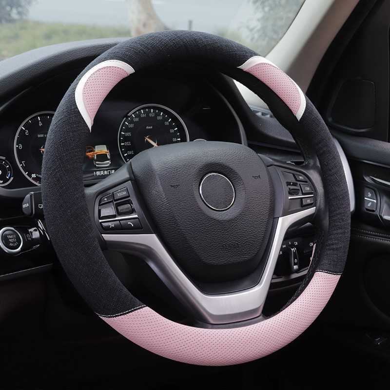 Cartoon Bear Ear Car Steering Wheel Cover Four Seasons Cute Car Accessories Handle Cover O-Type D-Type Perforated Steering Wheel Cover L26917
