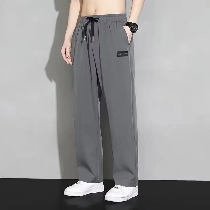Straight Wide Leg Jogger Pants For Men's Summer Thin And Quick Drying Loose And Hanging Sports And Casual Mens Fashion 260917