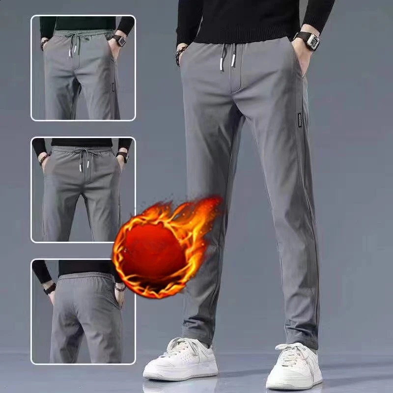Men's Casual Soft Comfortable Winter Plush Keep Warm Pants Windproof Jogging Fleece Sport Gym Trousers Solid Color Fitness Pant 260917