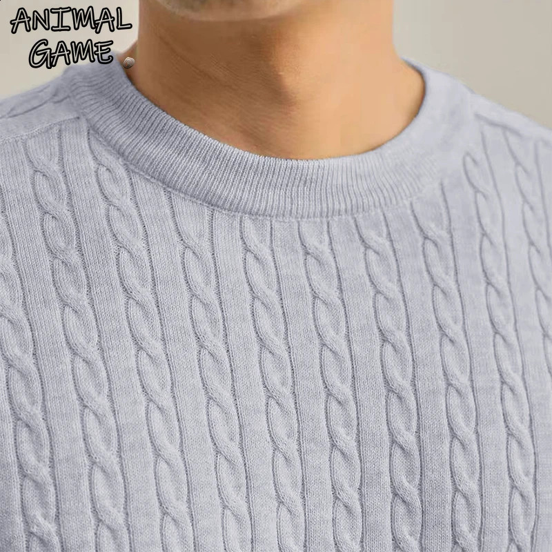 Animal Game Mens Crewneck Knit Sweater Fit Long Cold Blouse Pullover Casual Sweaters Warm Twist Patterned Cable Work Jumper 260918
