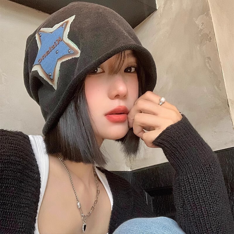 Korean Style Star Print Slouchy Autumn Winter Warm Women Summer Casual Thin Headwrap Face Slimming Cool Hat