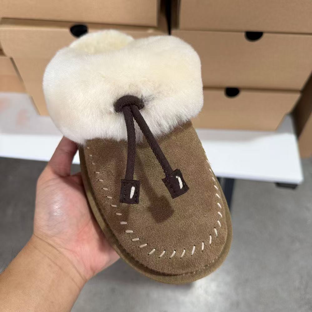 2027 Women Coquette Stitch Winter Slippers U New Arrival Fuzzy Plush Fur Slip On Mule Slippers Bow Decor Indoor Outdoor House Shoes winter