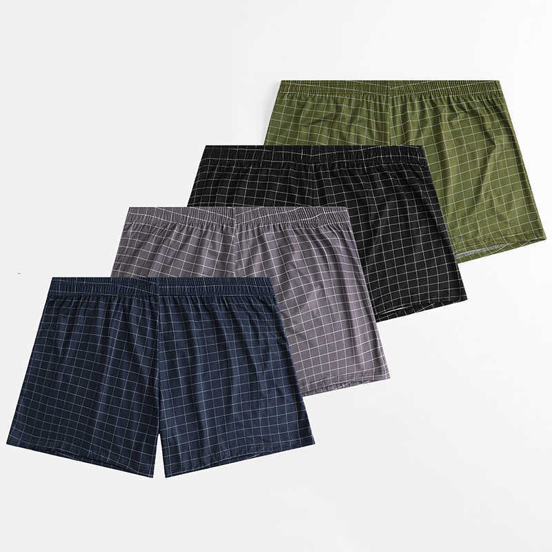 Of Set Underpants Plaid 4-Piece Printed Elderly Aro Pants Casual And Loose Men's Boxer Shorts Comfortable And Breathable Underwear D260918