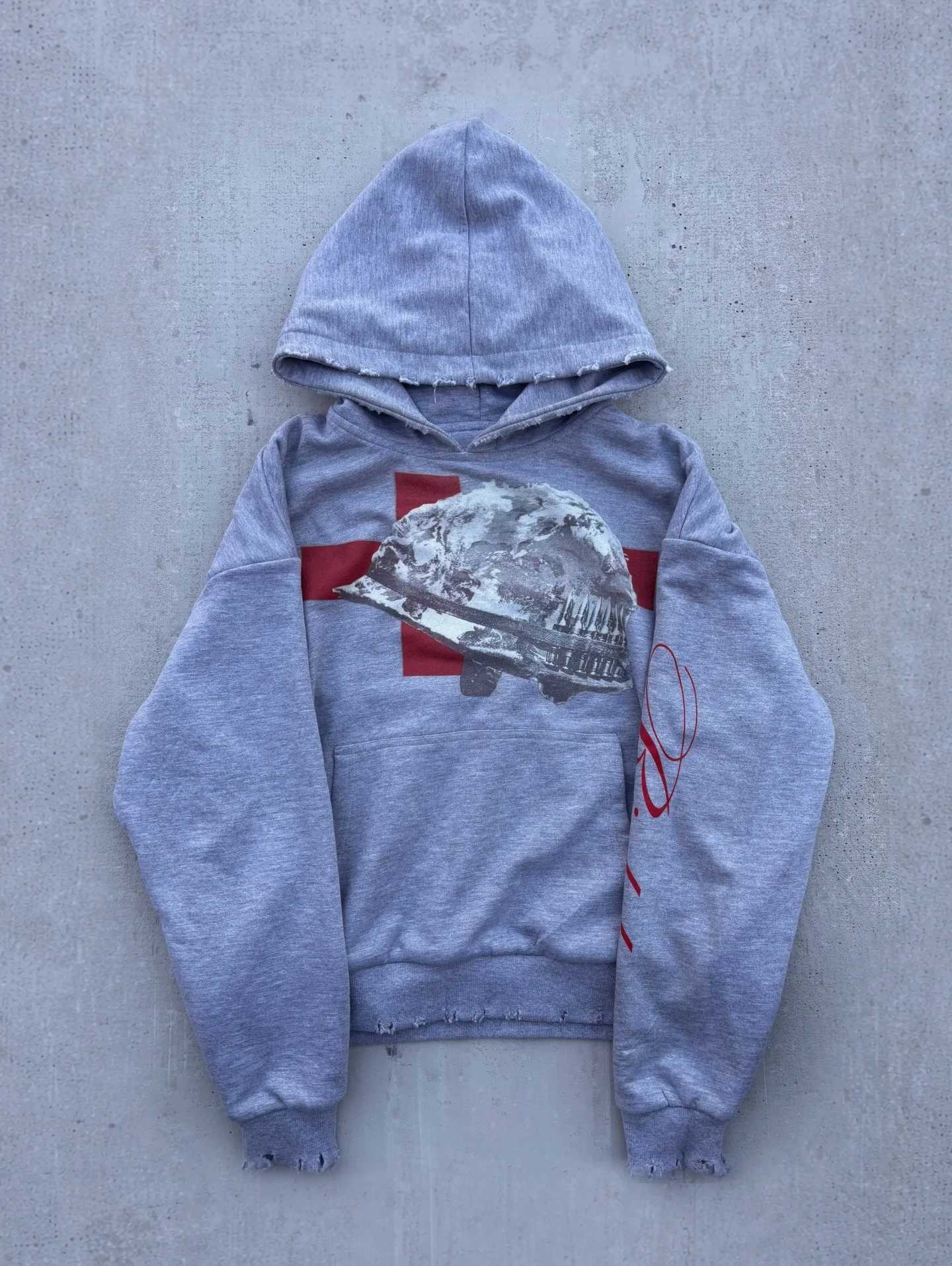 New Ridden Print Grey Hoodies Women Oversized Pullover Sweatshirt Y2k Tops Strtwear Clothes Harajuku Couples K Pop Clothes Q260917