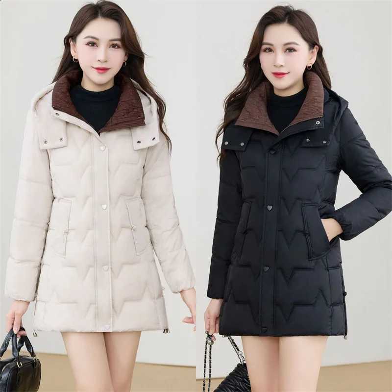 Ladies Mid-length Thicken Parkas Jacket Winter Women Large Size 5X4 No Wash Down Cotton Coat Korean Female Hooded Cotton Padded H260917
