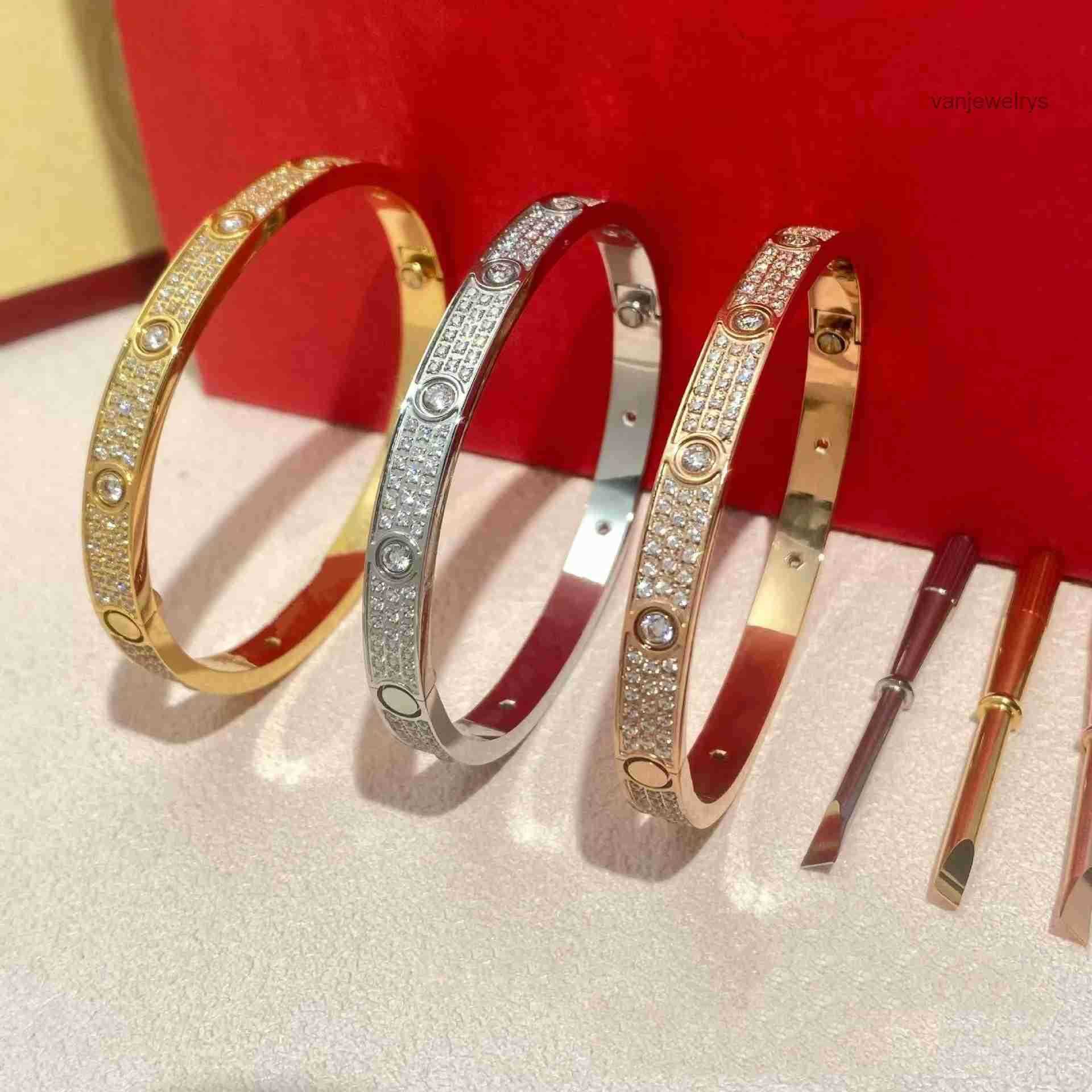 classic gold silver bracelet designer for women men bangle three rows diamond stone luxury jewelry high quality stainless steel jewelry wedding enga