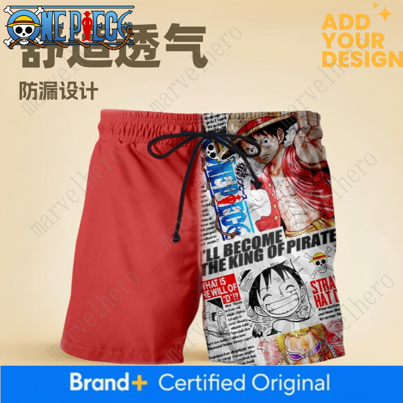 2023 Summer New Foreign Trade Beach Shorts: One Piece Anime Character Digital Print Men's Casual Sports Shorts