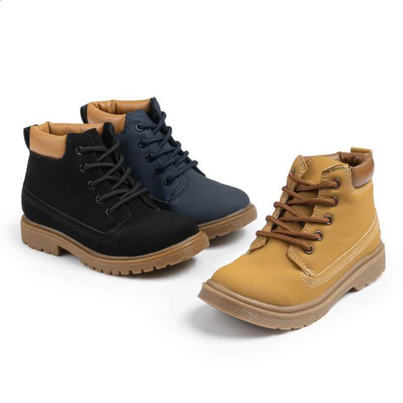 Children's Autumn Boots 2025 New School Boys Causal Ankle Boots Patchwork Trend Kids Causal Leather Boots Round-toe Versatile X260917