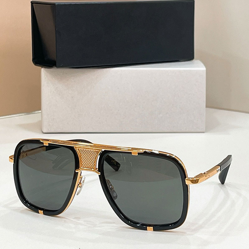 Mens Mach Series Pilot Sunglasses Mesh Nose Pressure Design Unique Hexagonal Screw hinge Metal Thin Mirror Legs 2067 Light Luxury Business Style Gre