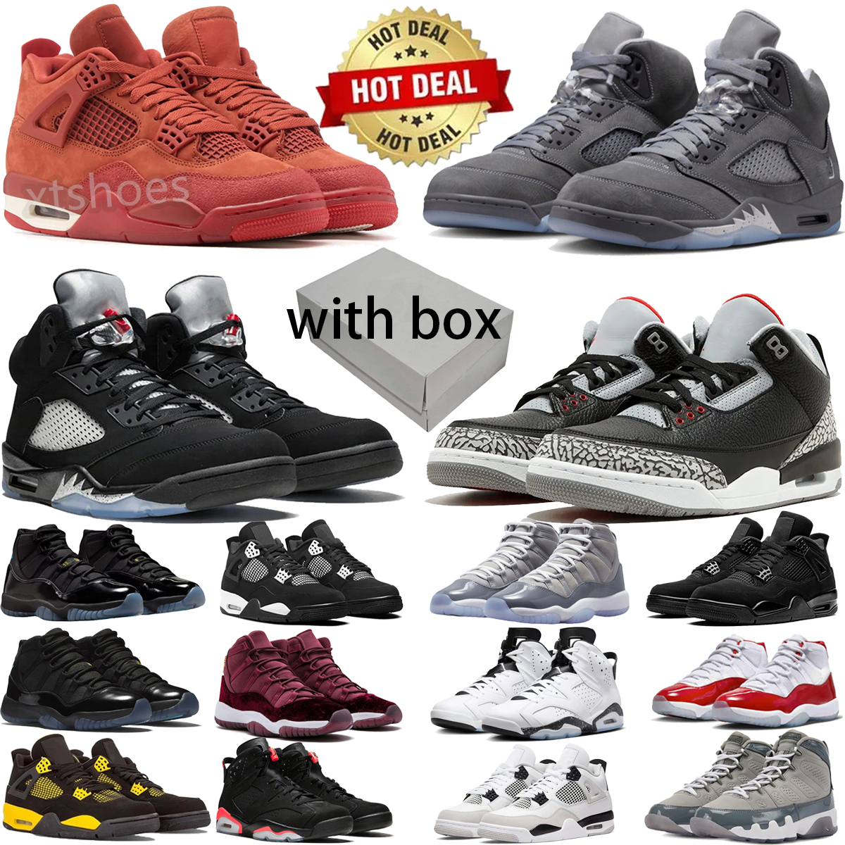 With Box 5s Designer Basketball Shoes 4s 3s 11s Mens Sneakers Women Cool Grey Wolf Grey White Metallic Black Cat Gamma Blue Space Jam Chicago Outdoo