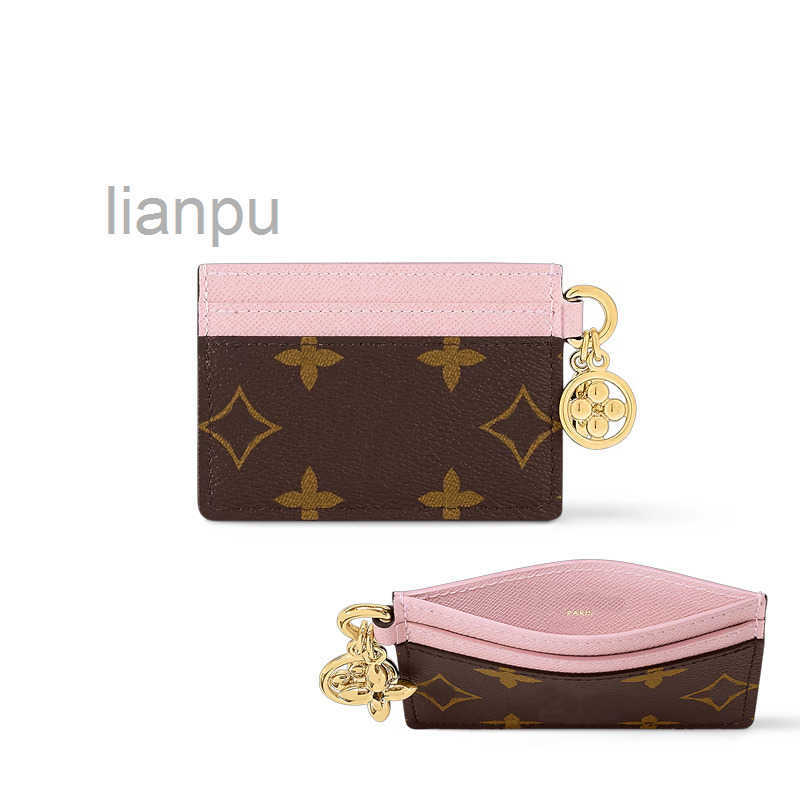 keychain Credit Card designer Holders Mini Wallets High Quality For Mens Womens Leather Flower Classics Pure Color Keychain Purses Wallet bag charm