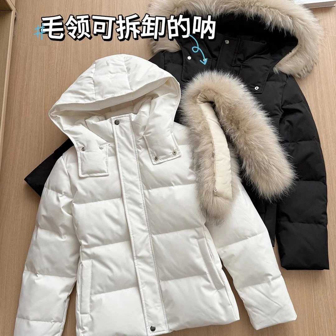 Women's Black White Hooded Puffer Jacket Y2K American High Street Fashion Retro Top Winter Warm Cotton Coat Parka Outerwear 2026 H260917