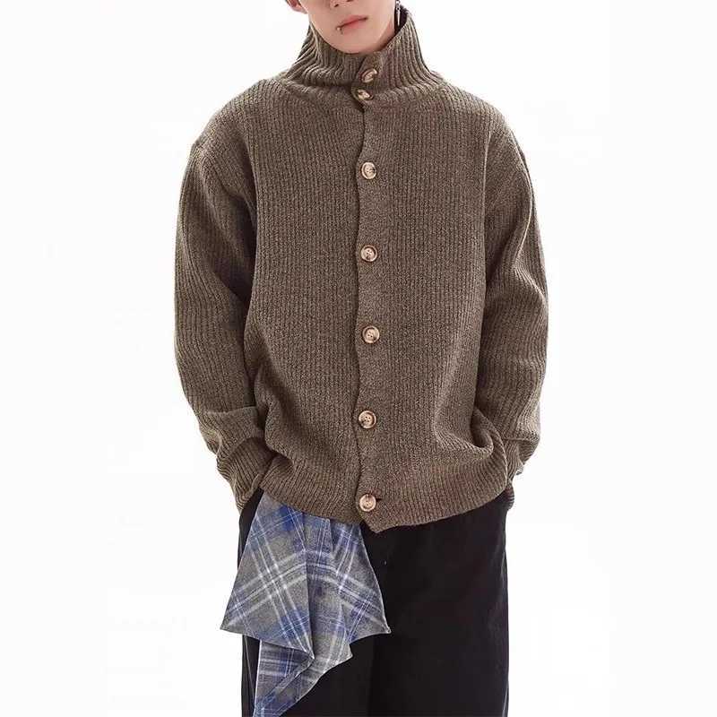 Arctic Fleece Button-Up Knitwear Loose High Collar Sweater for Women Autumn Winter Casual Comfortable Long Sleeve Korean Style S260918IA8Y