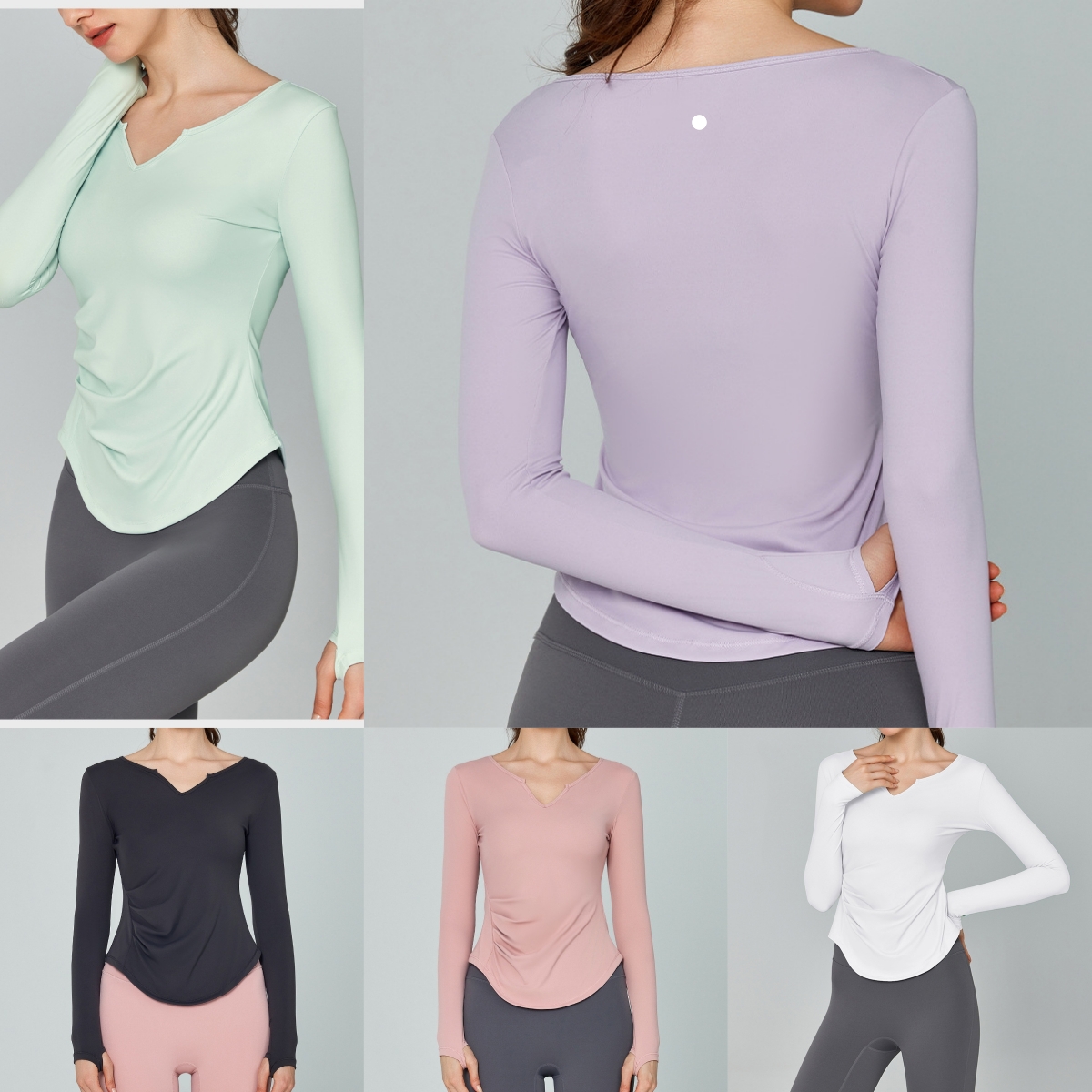 Haut de Yoga à manches longues et col en v pour femme, haut de Fitness, polyvalent, décontracté, col en v, à manches longues, nouvelle collection