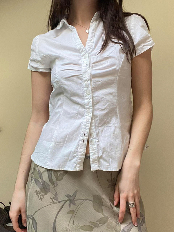 2026 minimalist solid-color, slim-fit, button-down, pleated, collared top, chic versatile piece for work, featuring basic design and a tie-back deta