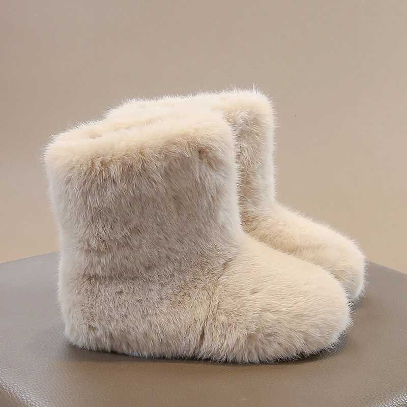 2026Luxury Thick Fur Boots Kid Girl Fluffy Warm Plush Booties Child 2026 Winter New Round Toe Slip-on Outdoor Cotton Shoe23-34 X260917