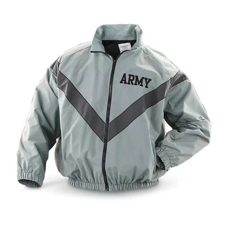 Vintage Army Bomber Jackets for Men Spring Autumn Training Coat Vibe Wind Reflective Hooded Quick-dry Male Grayish Grn Jackets S260918KD3K