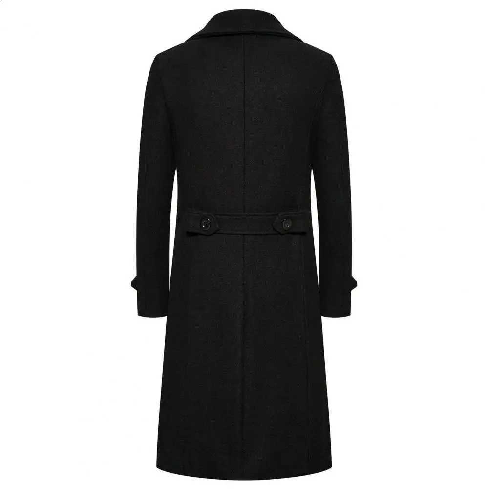 Overcoat Double Breasted Mid Men Length Outwear Thick Warm Lapel Long Sleeve Cardigan Trench Coat for Winter Business Casual D2609021