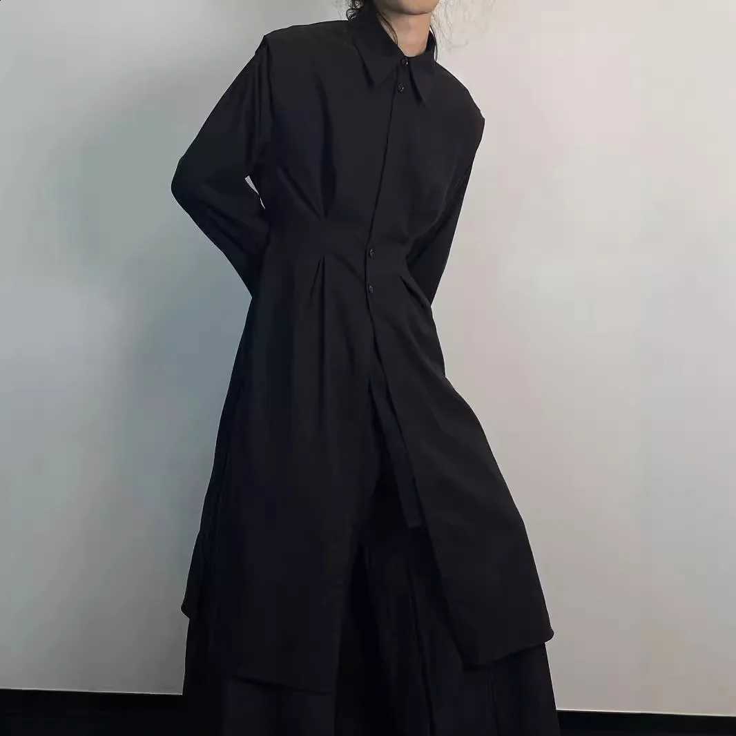 Autumn Shirt And Skirt Spring Versatile Loose And Thin Waist Pioneer Slim Dark Long Trench Coat D2609021