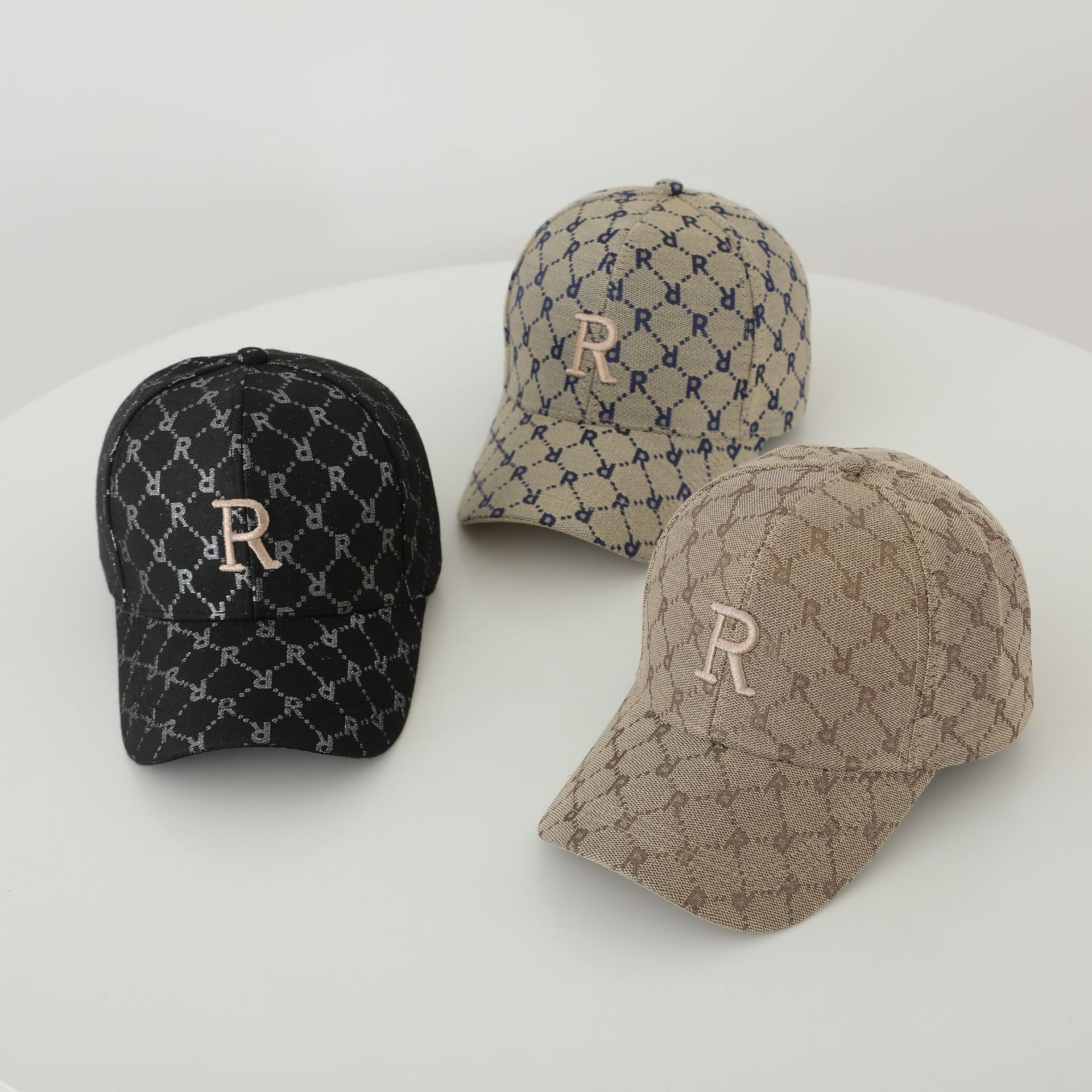 Vintage Full Print Embroidered R Logo Baseball Unisex Spring Summer New Duckbill Cap Sunshade Windproof Wholesale Luxury Cap Brand Designer Hat