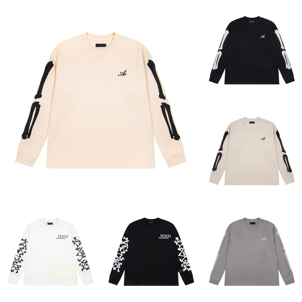 Designer Mens Long Sleeve T Shirt Skeleton Bone Graphic Pullover Sweatshirt Y2K Hip Hop Streetwear Casual Tops