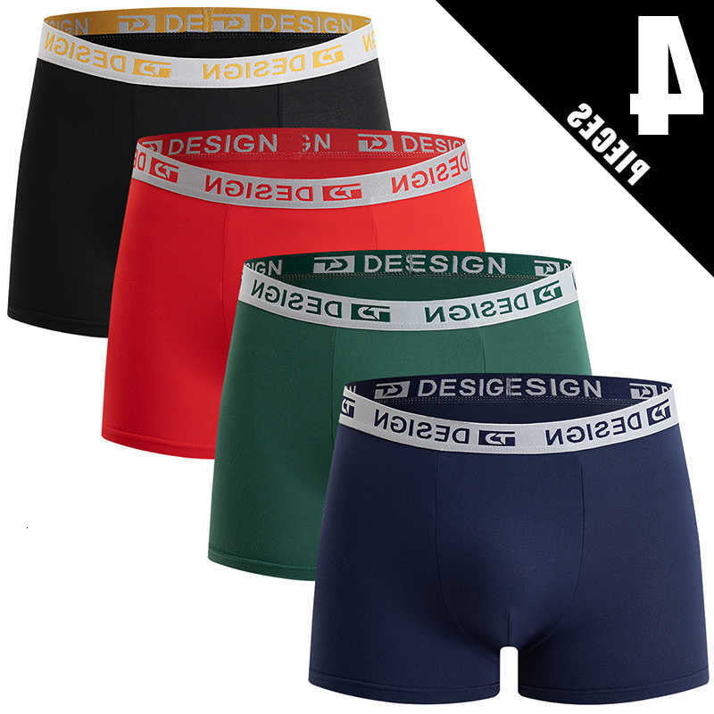 Basic Underpants 4-Piece Men's Summer Solid Color Square Corner Pants Suitable For All Seasons Comfortable Plus Size Flat Corner Pants D260918