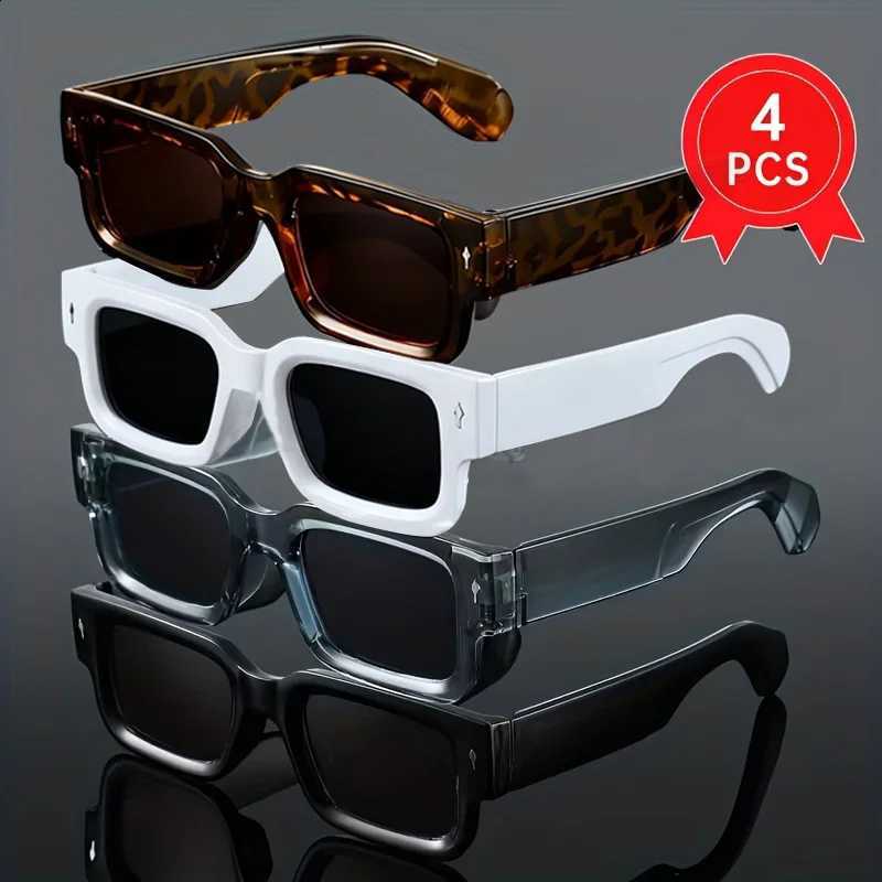 square 4 pairs of men's casual fashion trend glasses retro thick frame decoration party style N260814