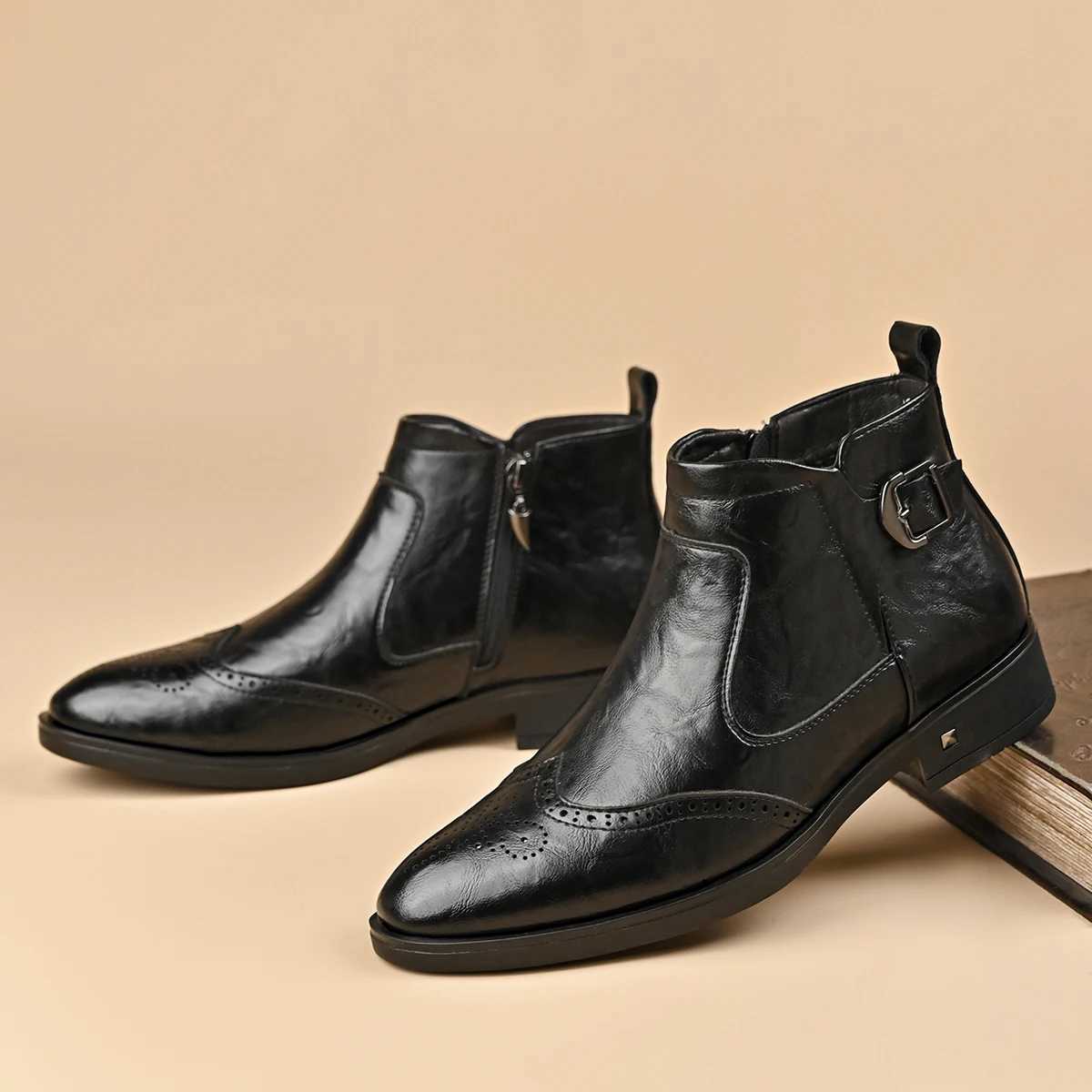 Luxury 2026New Retro High Men's Chelsea Boots Dress Business Working Boots Lace-up Flat Casual Leather Comfy Flat Designer Boots Q260916