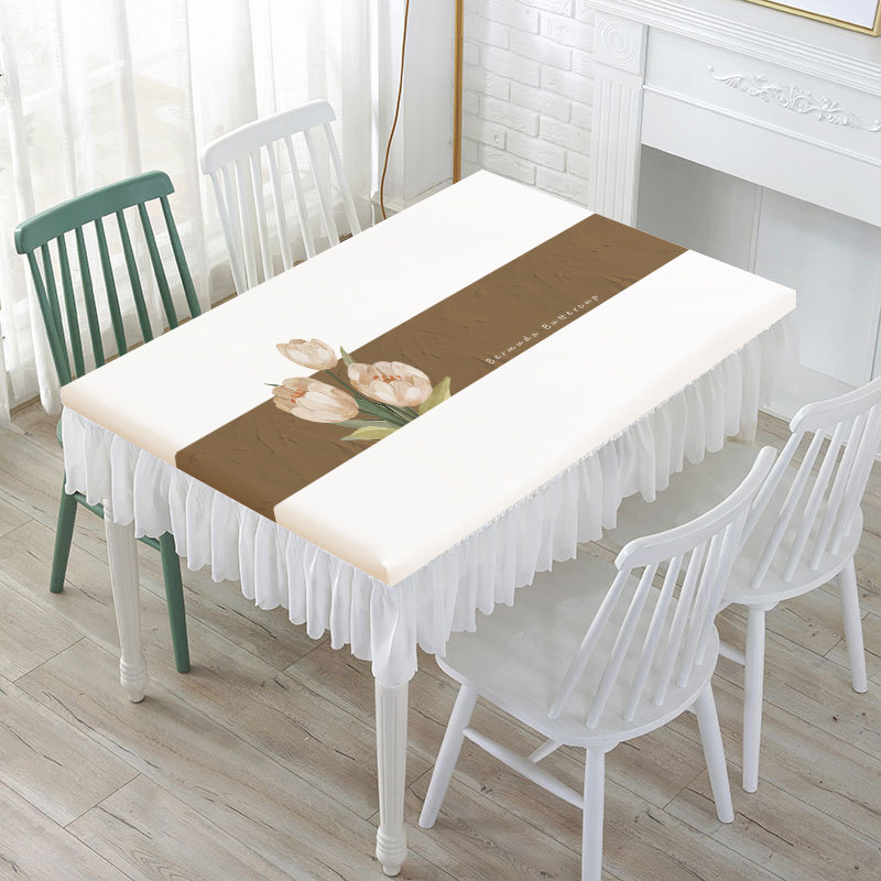 YL-39203 Custom Cream Style Tablecloth Rectangular Oil Proof Waterproof and Maintenance Free Wipe Clean Minimalist New Design