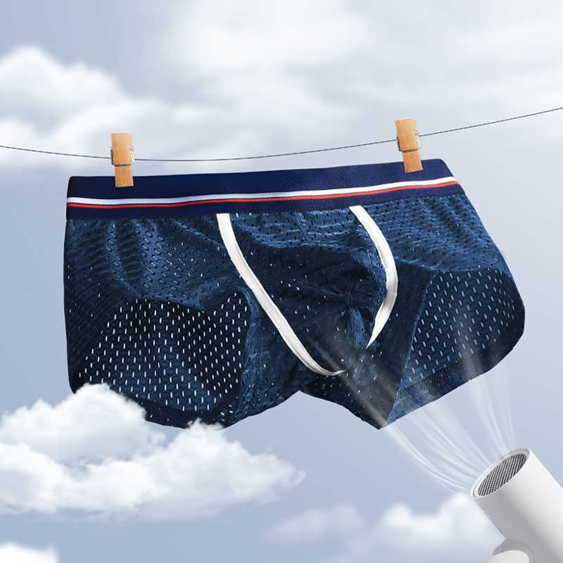 Ice Men's Underpants Silk 2PCS Underpants. Mesh Boxer Briefs. Men's Summer Thin and Breathable U-shaped Bulge Boxer Shorts. Sexy Underwear