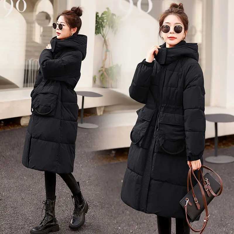 2025 Winter New Women's Down Cotton Jacket Loose Commuter Stand Collar Oversized Hooded Work Clothes Parkas H260917