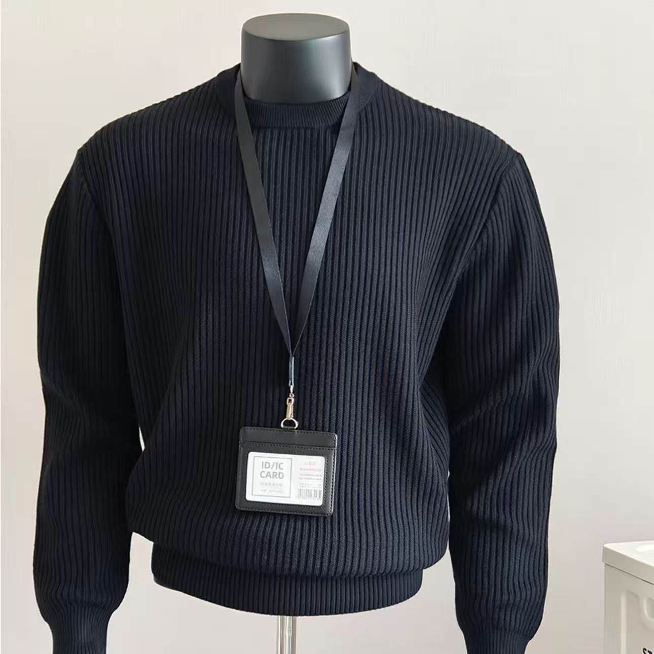 Style Heavyweight Knit Sweater Autumn Winter Men s Retro Base Layer High End Loose Long Sleeve Top
