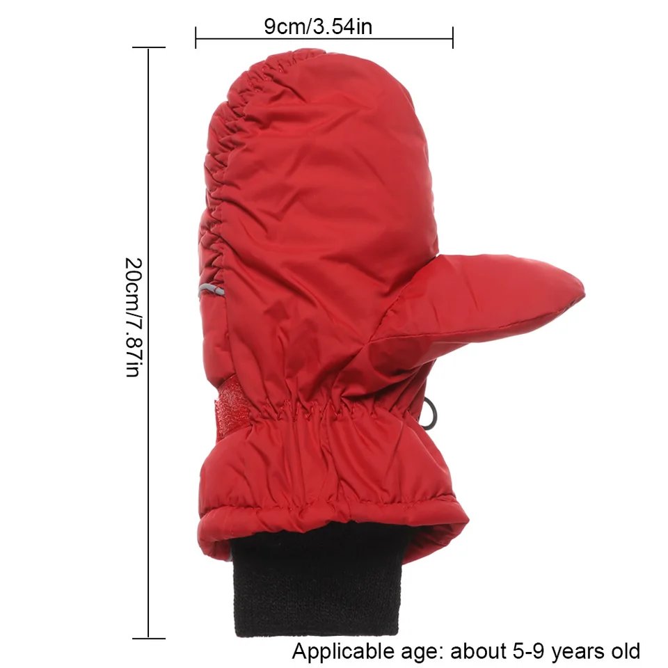 Waterproof Children Ski Gloves Warm Mittens Nonslip Adjustable for 59Y Kids