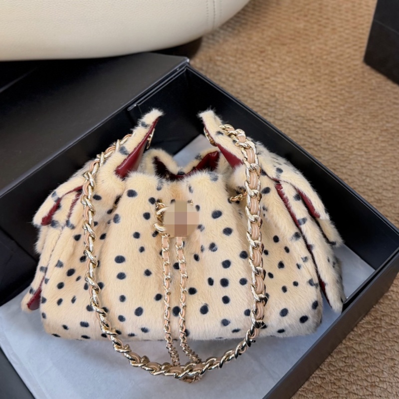 Jennie's style high-version mini leopard print bag, modern drawstring chain shoulder bag