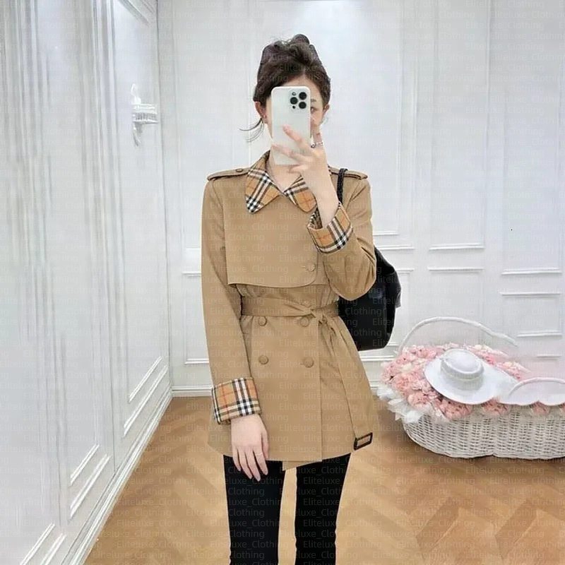 26Women'sDesigner fashionable mid to long spliced plaid trench coat slimming down spring and autumn high end new jacket