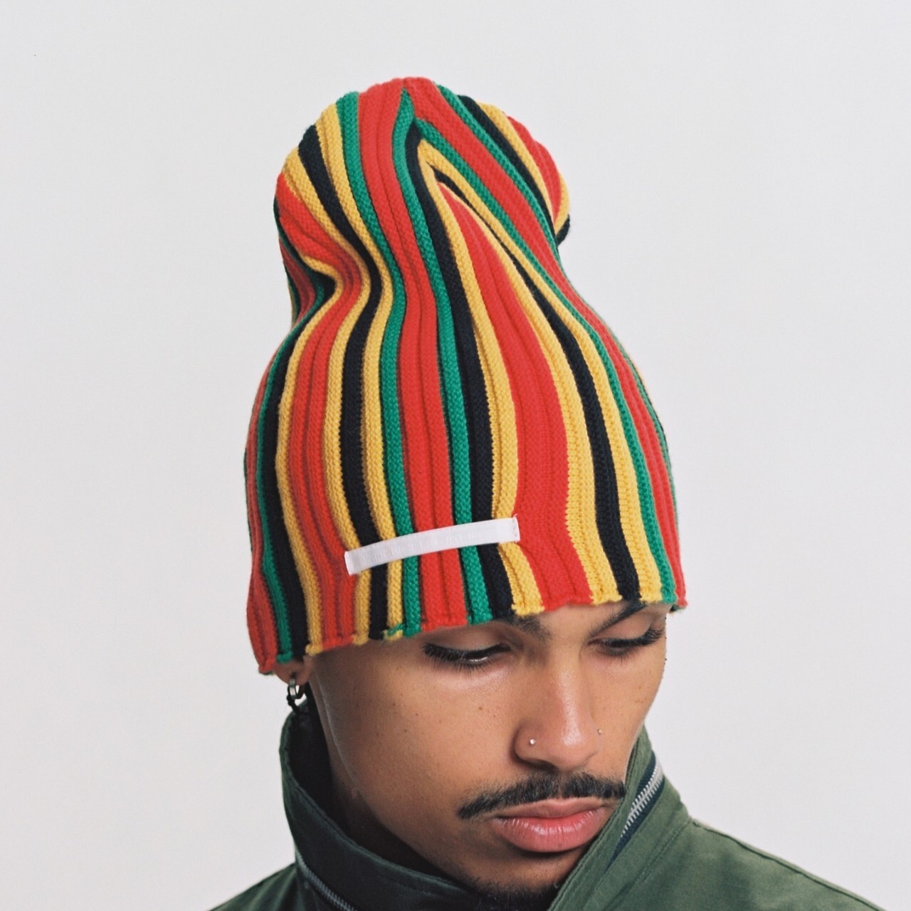 Cross-border new rainbow striped beanie, unisex, warm knitted for autumn winter, European and American style outdoor knit hat 08