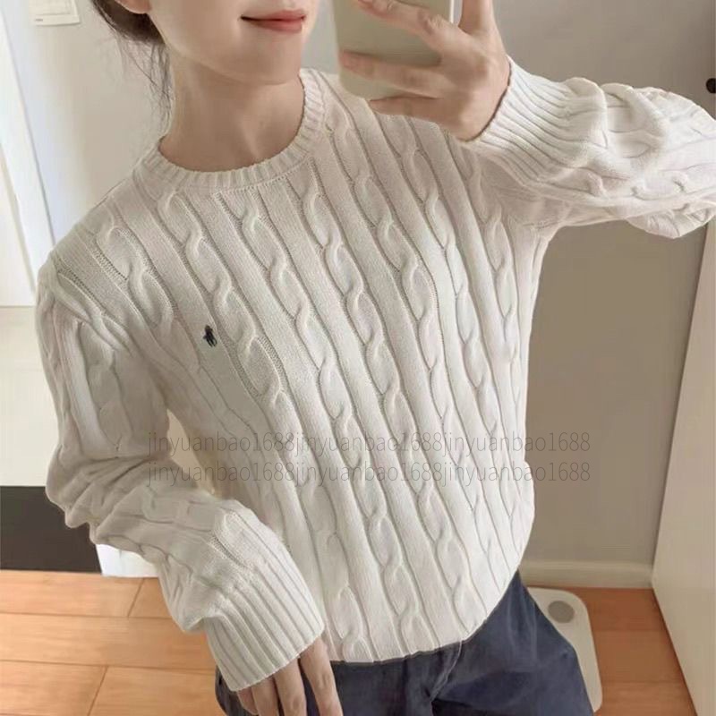 Designer Woman Vintage Knit Polo Sweater Warm Long Sleeve Causal clothes Top Autumn Winter Office Daily Wear Embroidered knitted Cotton Polo Pullove