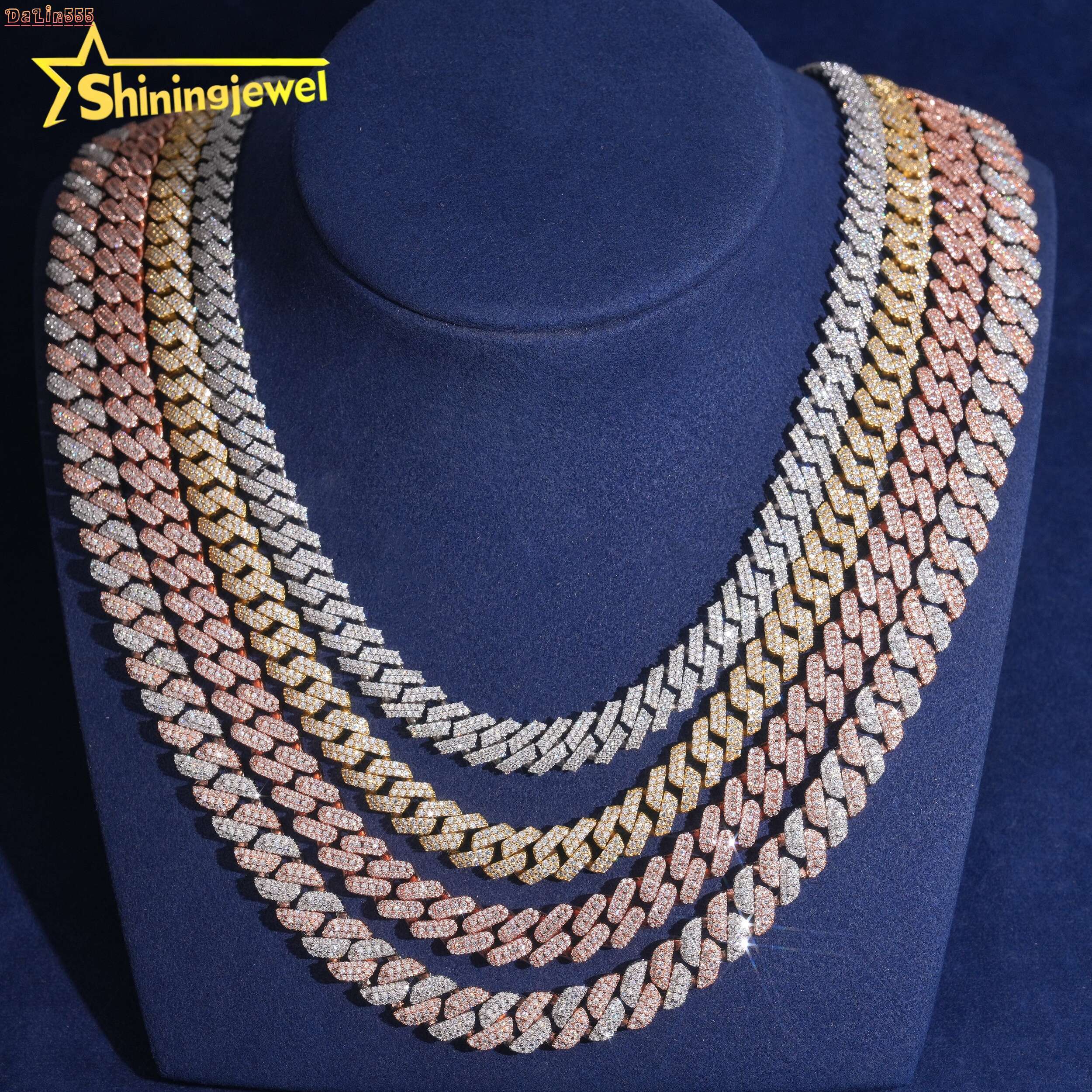 Promotion Price 925 Silver 10mm Moissanite Miami Cuban Link Chain Collection Hip Hop Jewelry Custom Iced Out Men Iced Out Chain