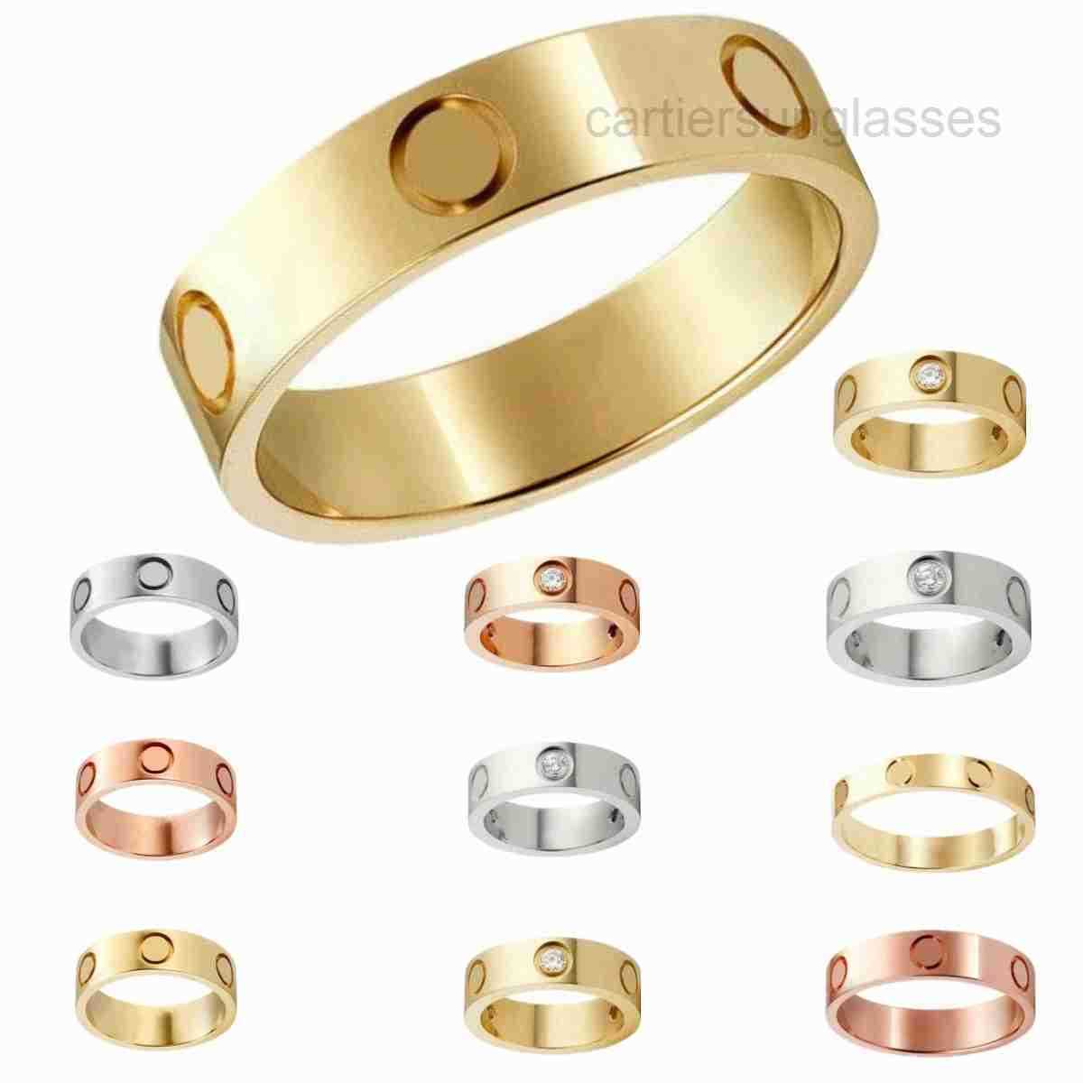 4mm 5mm 6mm titanium steel Alloy silver ring mens womens rose gold fashion screw jewelry designer luxury couple wedding promise rings gift size 5-11